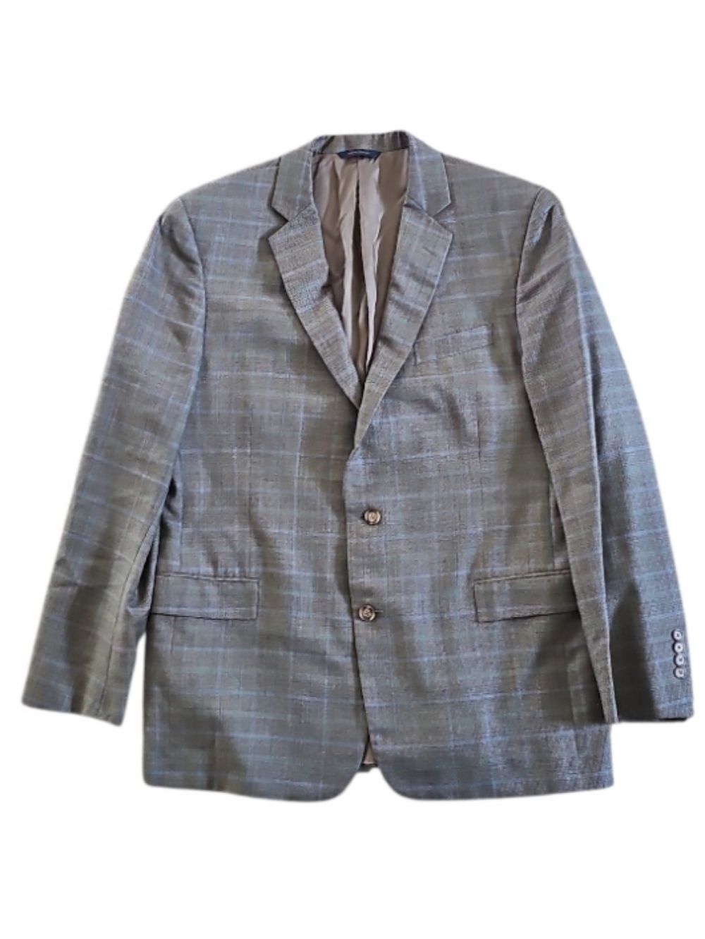 Brooks Brothers 46L Wool Silk Plaid Sport Coat Italian Fabric Regent Blazer